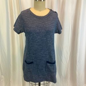 Jack Wills fabulously British cotton navy shift dress w/accent buttons & pockets